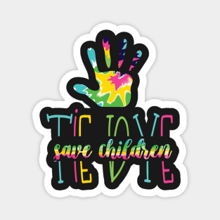 Tie Dye Save Children - Awareness Hand Tie Dye Gift - Cute Tie Dye Hand Save Children Gift Magnet