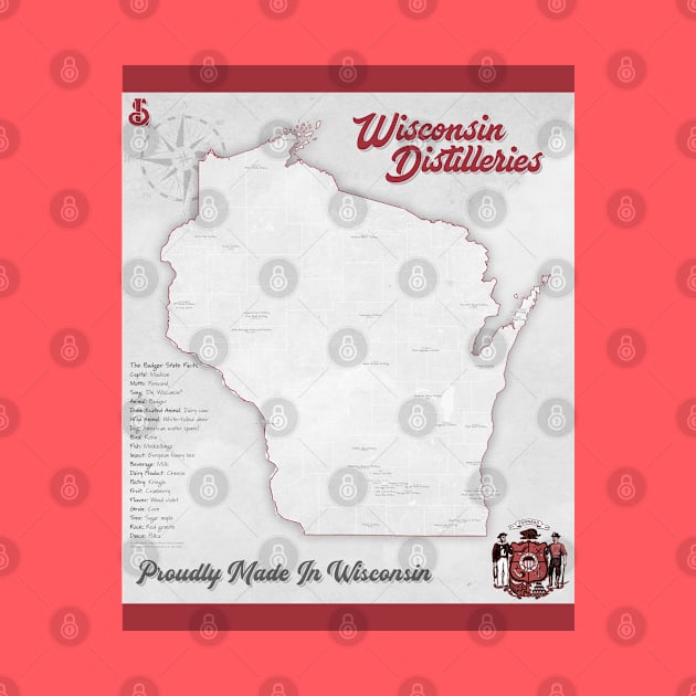 Wisconsin Distilleries Map by LakesideGear