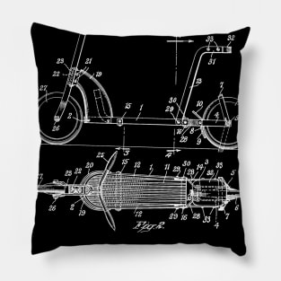 Scooter Vintage Patent Hand Drawing Pillow