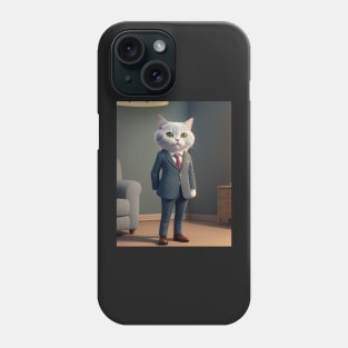 Cat Wearing a Suit - Modern Digital Art Phone Case