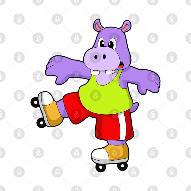 Hippo as Skater with Inline skates by Markus Schnabel