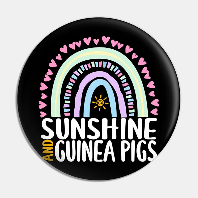 Sunshine and Guinea Pigs Cute Rainbow Graphic for Womens Kids Girls Pin by ChadPill