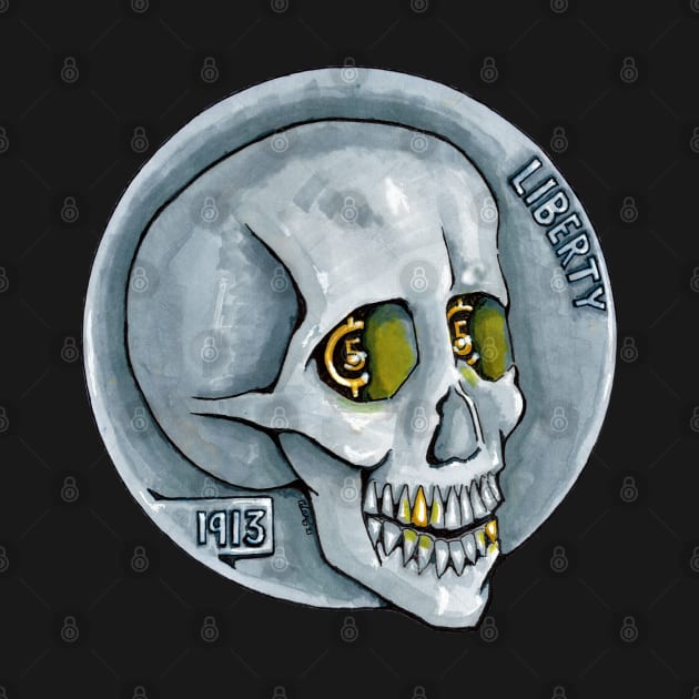 Skull Coin Hobo Nickel by Redmanrooster