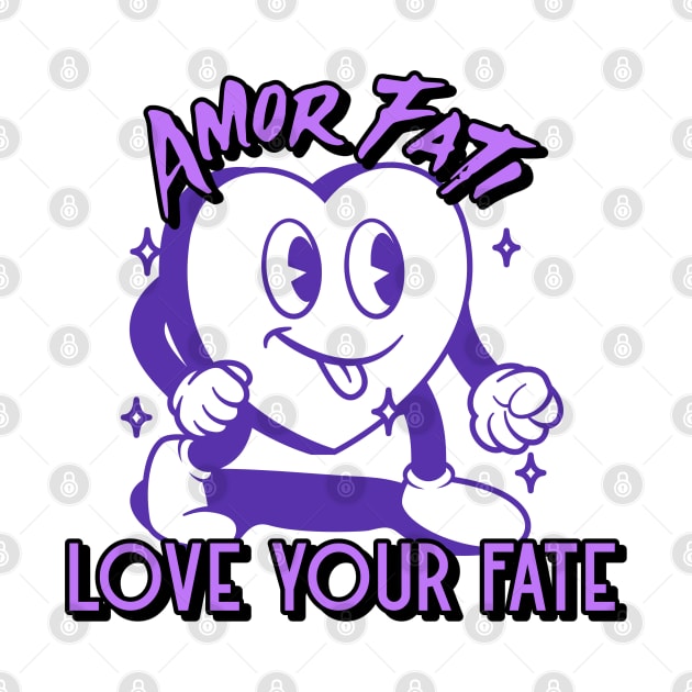 Stoicism Amor Fati-Love Your Fate Excited Cartoon Heart by Tickle Shark Designs