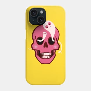 Funny Skull With Cute Ghosts In Eye Sockets Phone Case