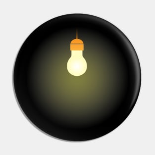 A light bulb emits a yellowish light around. Pin