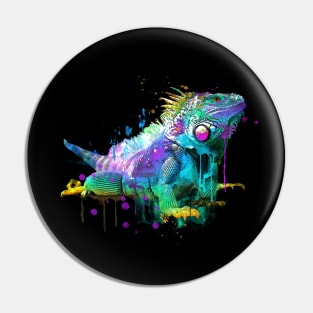 Colorful Iguana Art Pin