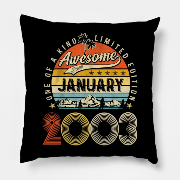 Awesome Since January 2003 Vintage 20th Birthday Pillow by Vintage White Rose Bouquets