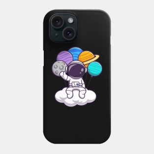 Astronaut Sitting On Cloud With Planet Balloon Cartoon Phone Case