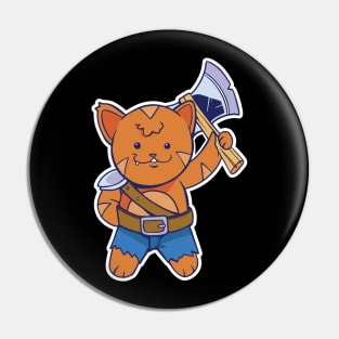 D&D Barbarian Class Kawaii Cat T-Shirt Pin