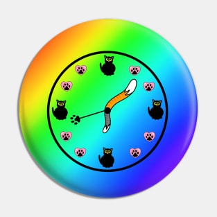 Rainbow kitty clock Pin