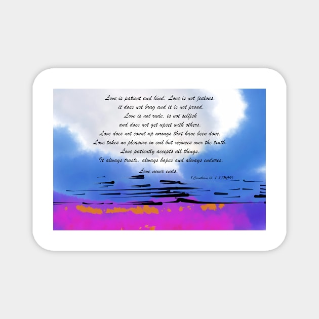 Love Is Patient: Blue Abstract Sunset Magnet by KirtTisdale