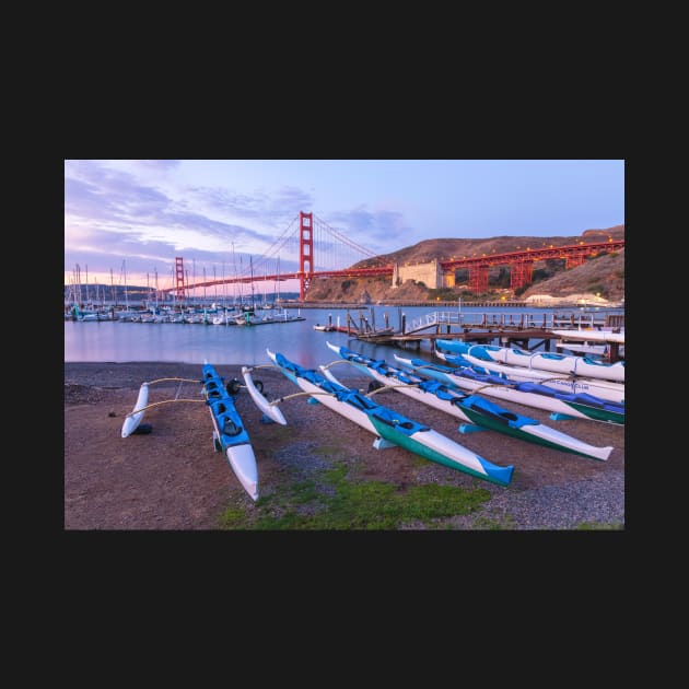 Canoes and Golden Gate by jvnimages