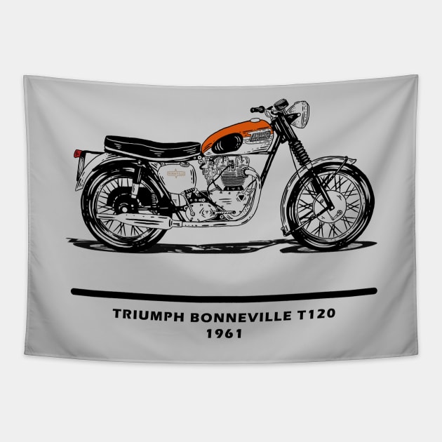 Triumph Bonneville T120 Orange Tapestry by Hilmay