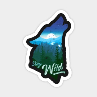 Stay Wild Wolf Howling Sunset Night Magnet