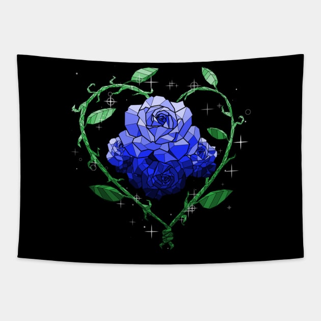 Blue Crystal Flower Tapestry by Saira Crystaline