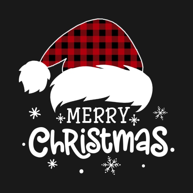 Merry Christmas Buffalo Red Plaid Santa Hat Xmas Holiday by Sincu