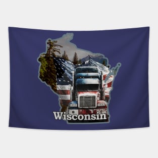 Wisconsin. Truck. Flag. Nature. Tapestry