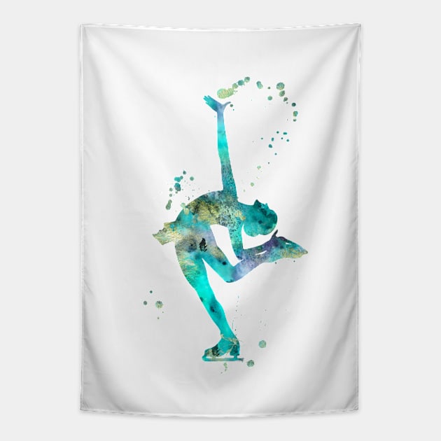 Figure Skating Watercolor Painting 2 Tapestry by Miao Miao Design