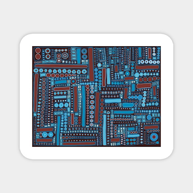 Copy of Wacky Maze - Aqua, Robin&amp;#39;s Egg Blue, Turquoise, and Brown Magnet by CTWuellner