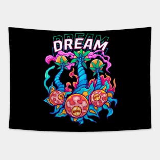 Dream Eyes and Blue Flower Tapestry