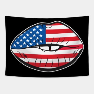 All American Patriot Lips USA Patriot Flag Lips Tapestry