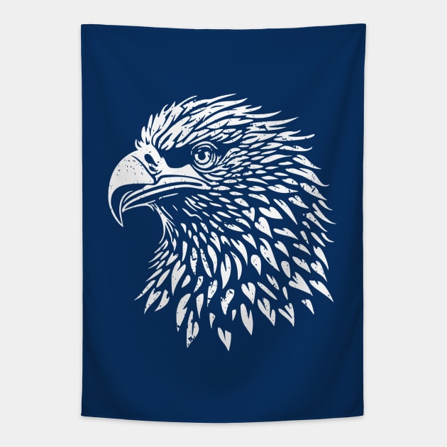 Minimalist Eagle Head - distressed Tapestry by NeverDrewBefore