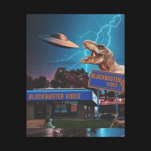 Dinosaur Alien Blockbuster "Here Comes Netflix" Art by Cult Class T-Shirt