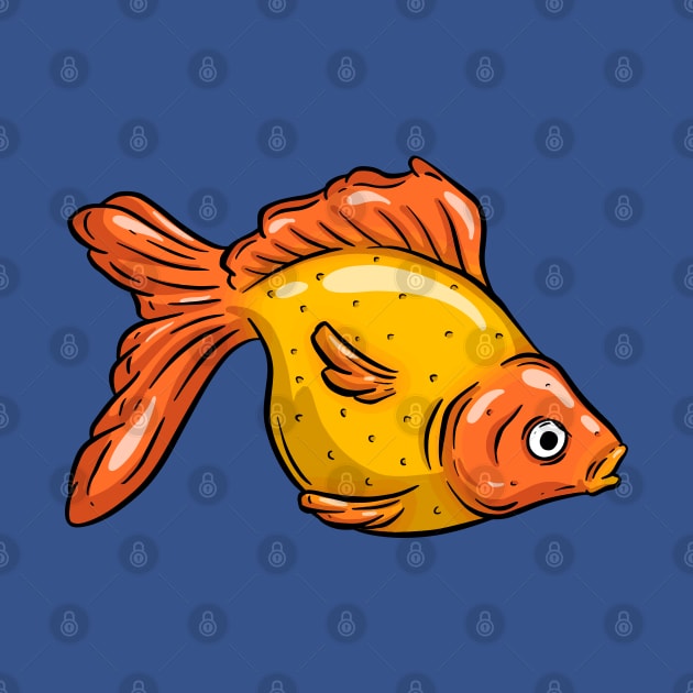 Orange Tropical Fish Cartoon Illustration Goldfish Design by Squeeb Creative