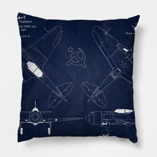 Lavochkin La7 URSS Blueprint Pillow