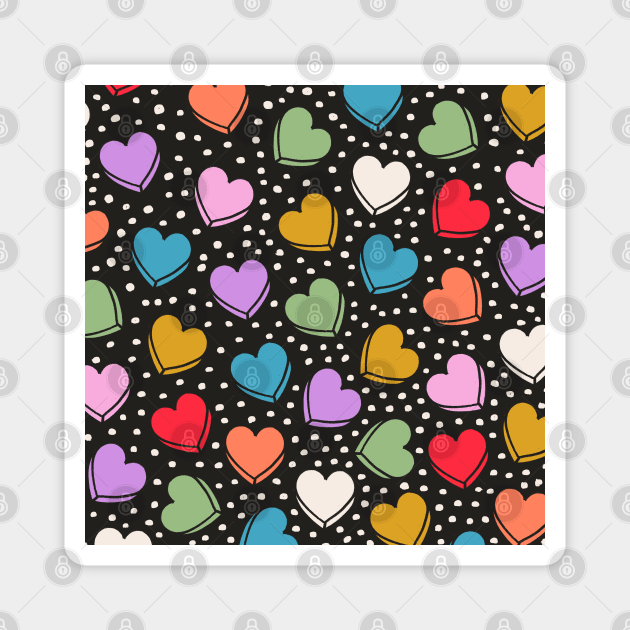 Candy Hearts Pattern (2024, Black) Magnet by cecececececelia