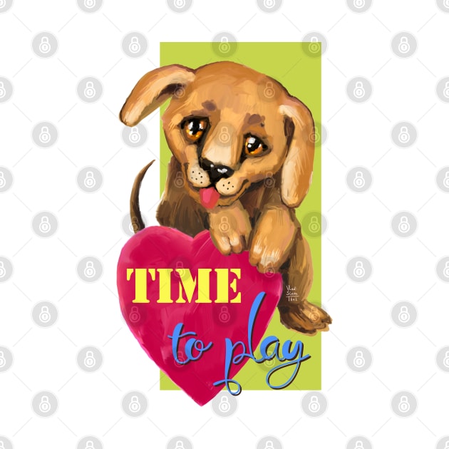 Cute dog. Baby pets. Puppy friendship love. by Rukki Zukki Art