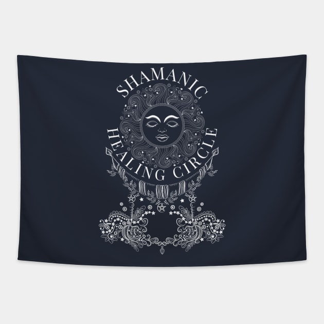 Shamanic Healing Circle Healer Shaman Shamanic drumming community Tapestry by Witchy Ways