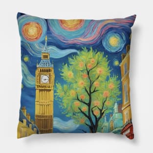 Starry Night Symphony: Van Gogh Inspired Cityscape Pillow