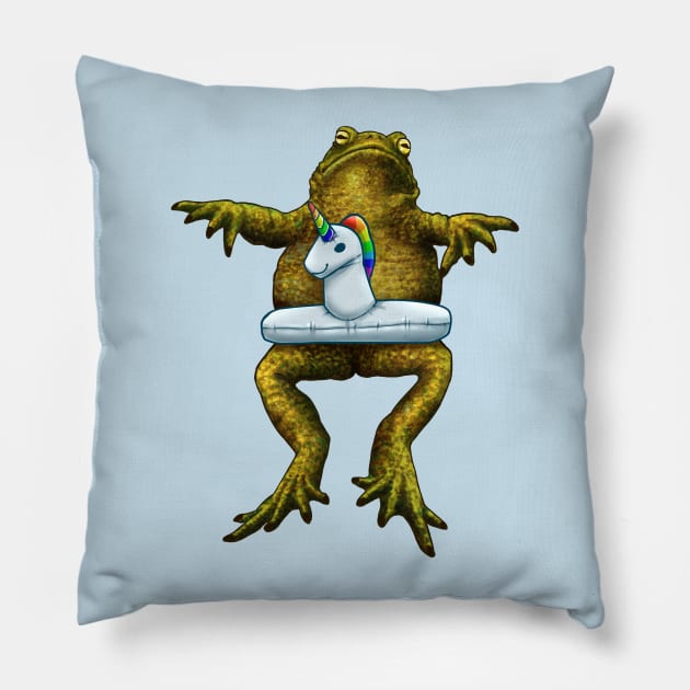 Swim ring frog Pillow by Sosnitsky