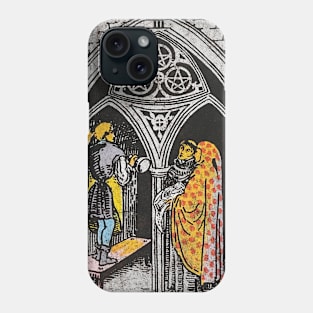 Three of pentacles tarot card (distressed) Phone Case