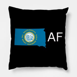 South Dakota Flag State Outline AF (white) Pillow