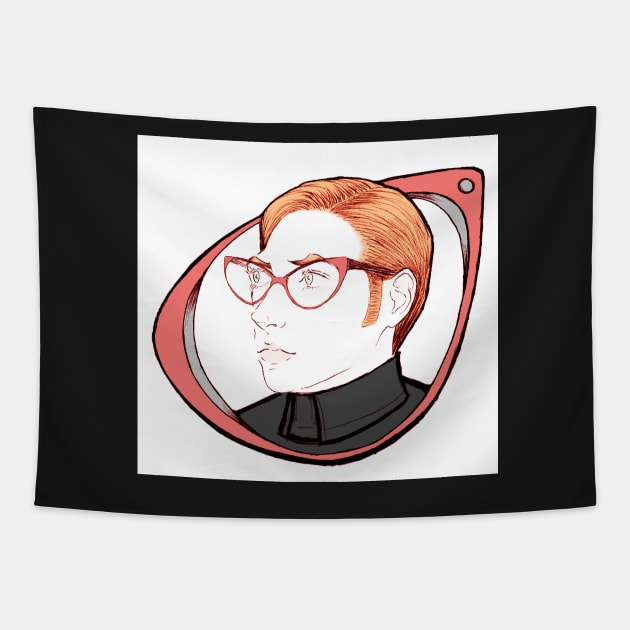 Hux in cat eye glasses Tapestry by RekaFodor