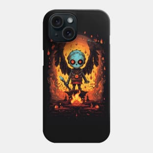 Skull with wings and holding a fireball Phone Case