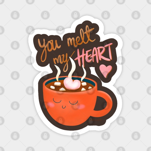 You Melt My Heart - Hot Chocolate with Marshmallow Magnet by Snacks At 3