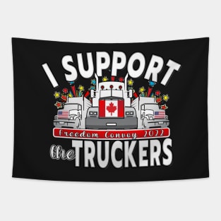 SUPPORT FOR TRUCKERS - FREEDOM CONVOY 2022 UNTIL WE ARE ALL FREE LETTERS BLACK Tapestry