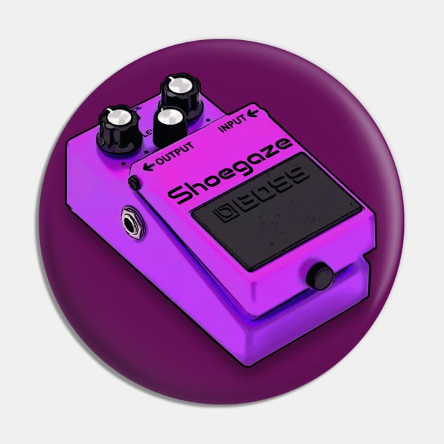 Shoegaze Guitar Effects Pedal /// Guitarist Design Pin by DankFutura