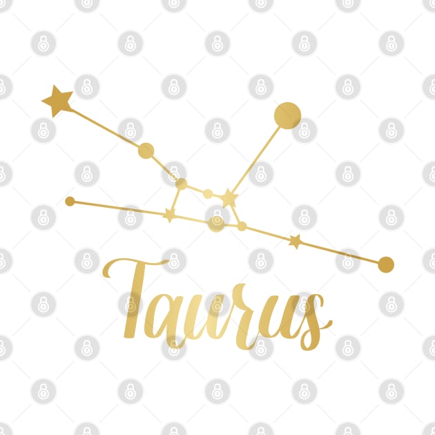 Taurus Zodiac Constellation in Gold by Kelly Gigi