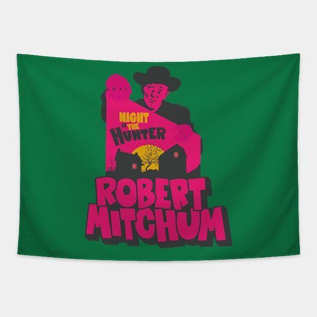 The Night of the Hunter: Captivating Robert Mitchum's Iconic Performance Tapestry by Boogosh