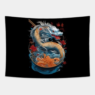 White Dragon Koi Fish Ramen Noodles Tapestry