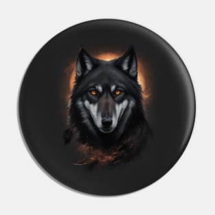 Beautiful wild black wolf design Pin