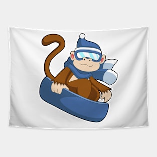 Monkey as Snowboarder with Sonowboard Tapestry