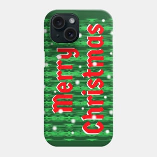Merry Christmas with Falling Snow and Red and White Letters Phone Case