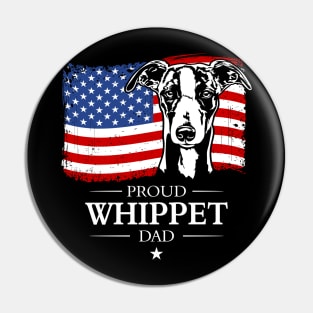 Proud Whippet Dad American Flag patriotic dog Pin