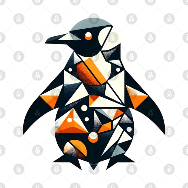 Arctic Orange Geometry - Abstract Penguin by The Tee Bizarre